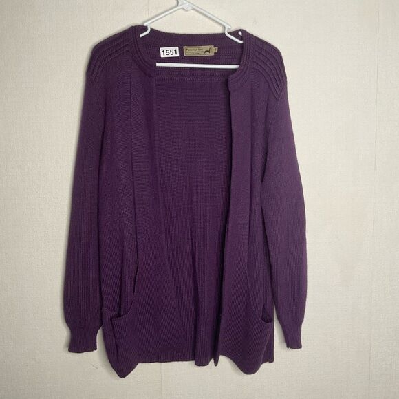 PERUVIAN LINK ALPACA COLLECTION Sweater Women’s Cardigan One Size Purple Pockets - Picture 1 of 8